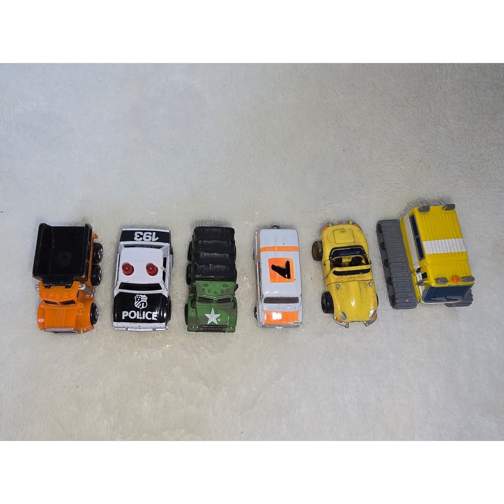 Vintage Micro Machines Lot 6pc Police Military Dump Truck Snowcat Galoob Style
